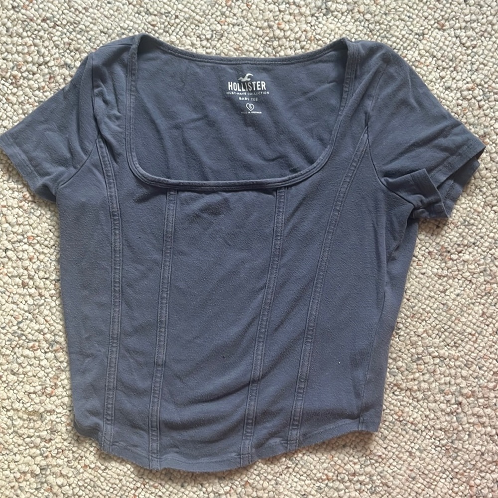 Blue Hollister Cropped Tee